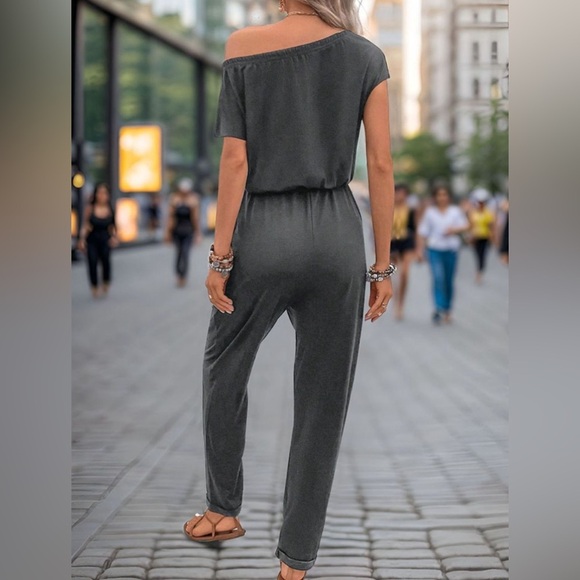 Casual Summer Comfort Drop Shoulder Jumpsuit - Picture 3 of 4